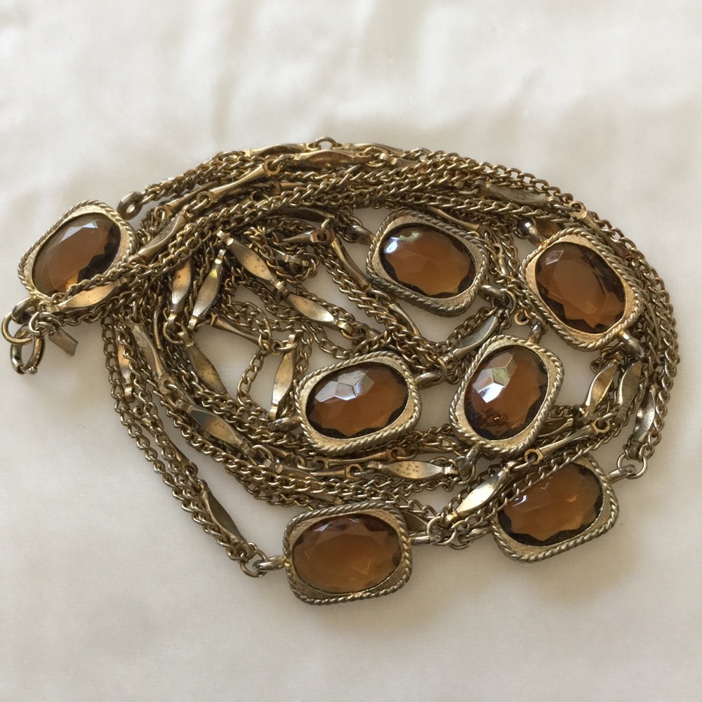 Sarah Coventry Vintage Glass Station Necklace